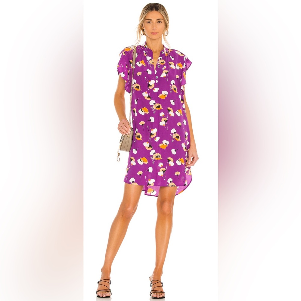 Equipment Purple and Orange Floral Dress
